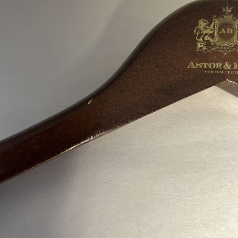 ASTOR & BLACK (3) Custom Clothiers Suit Jacket Pants Hanger FELT BAR Brass Hook - Picture 7 of 7